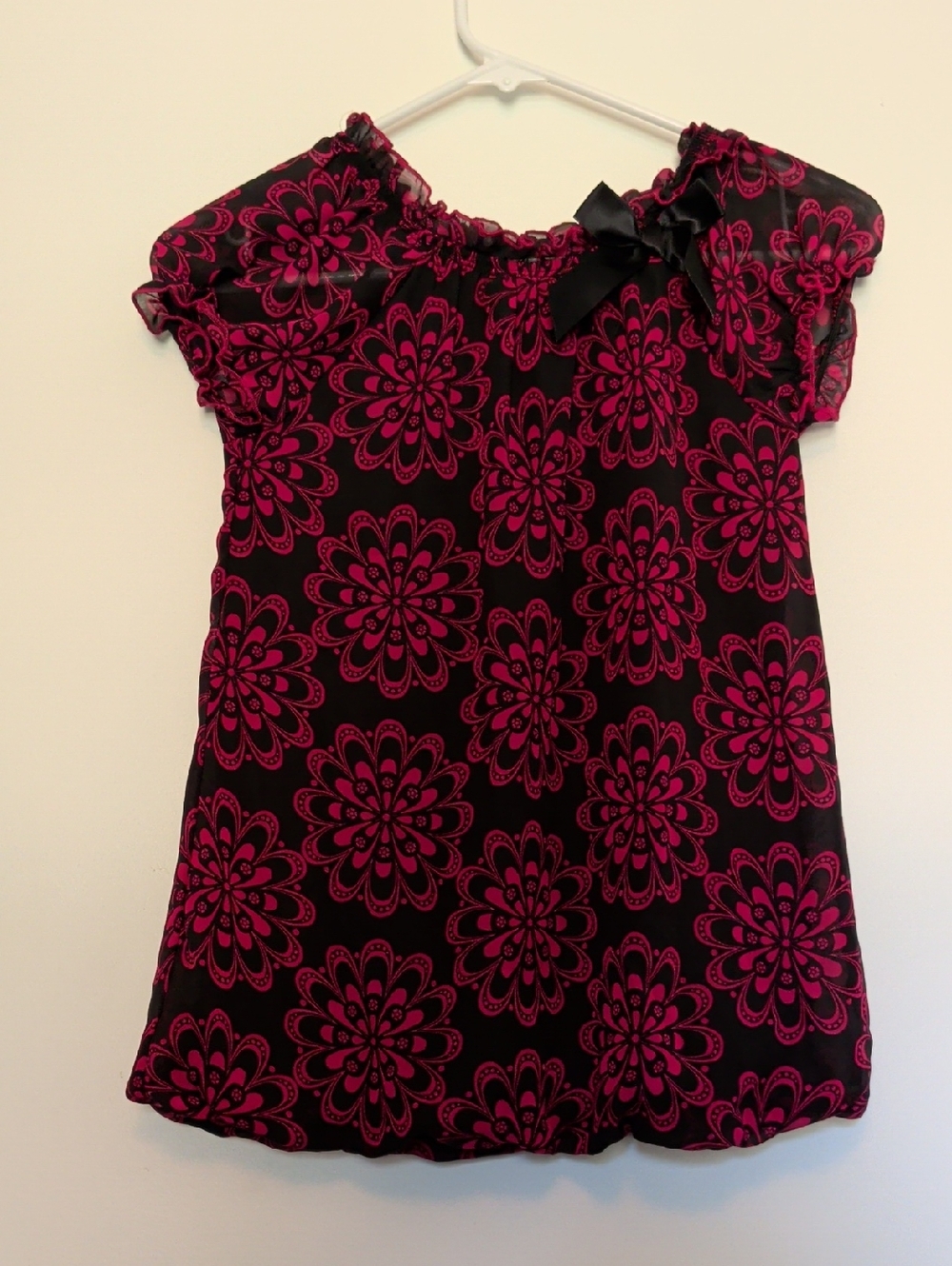 George Black & Pink Floral Girls Blouse